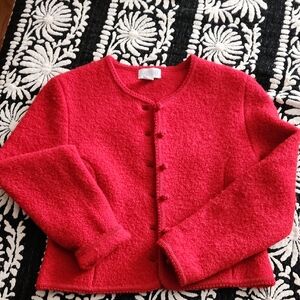 Lands' End Red Boiled Wool Button-Front Jacket